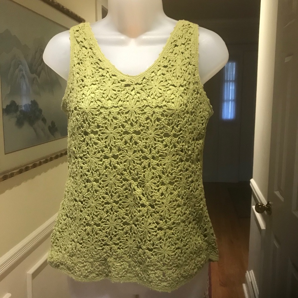 COPY - Kate Hill - Lady green crochet sleeveless top, Size: MP